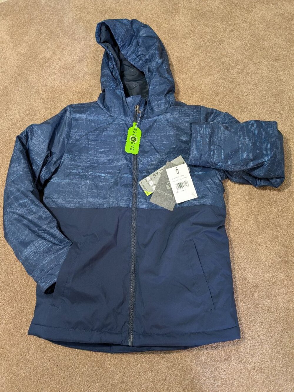 NWT 3 in 1 jacket winter wind and water resistant blue size medium